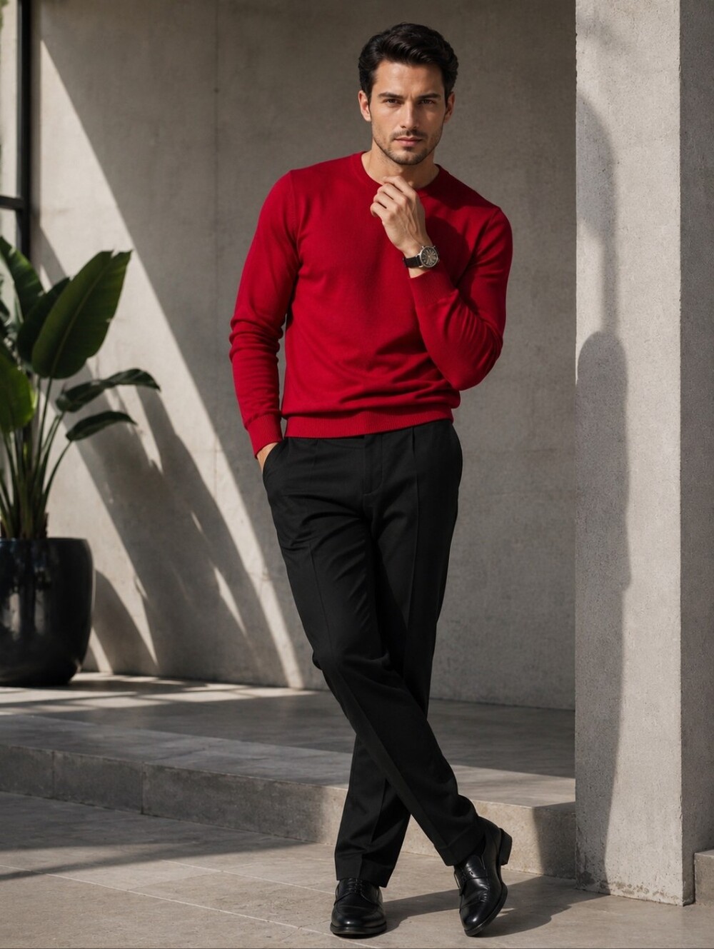 Banana Republic Men’s M Red Extra Fine Merino Wool V-Neck Sweater CC
